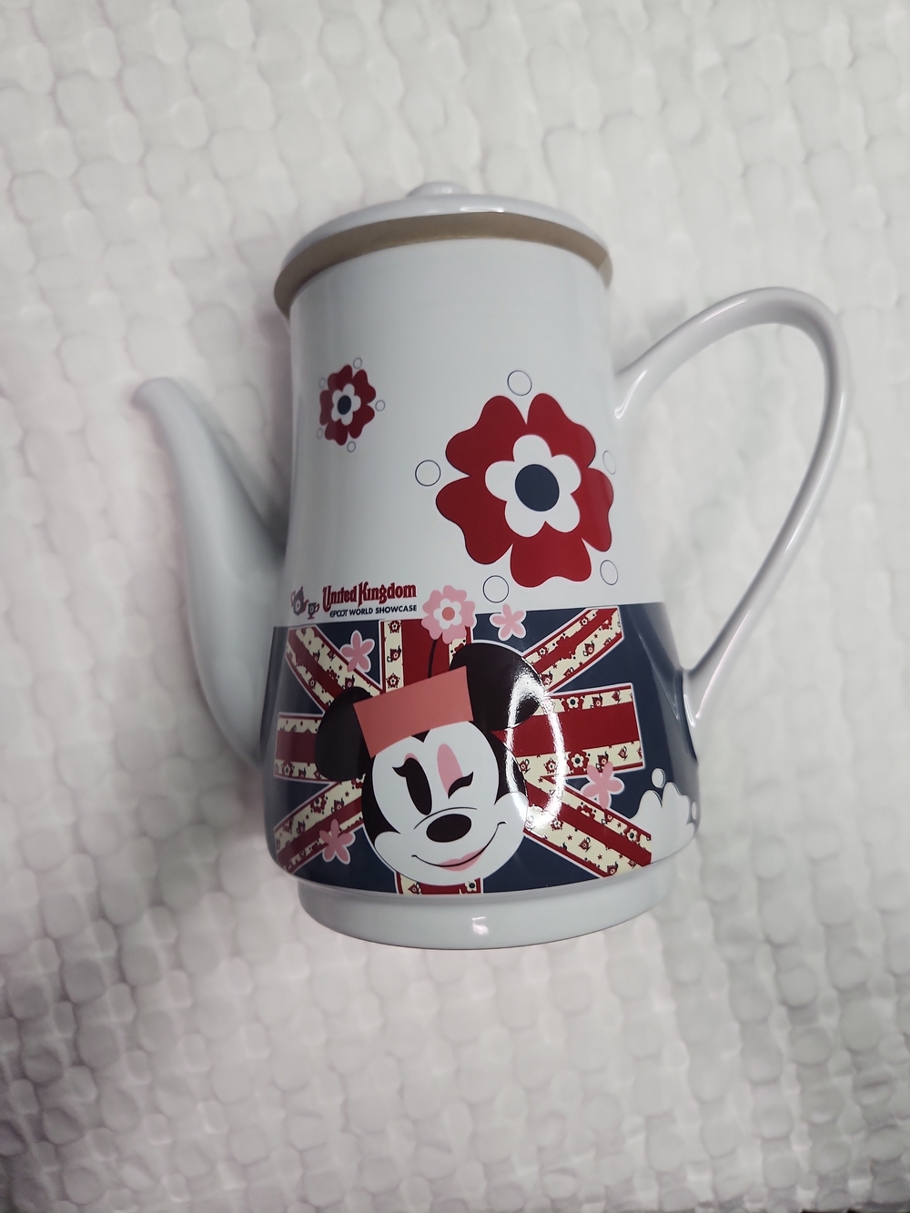 Disney Minnie Mouse Floral White Ceramic Teapot